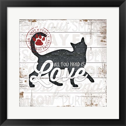 Framed All You Need is Love - Cat Print