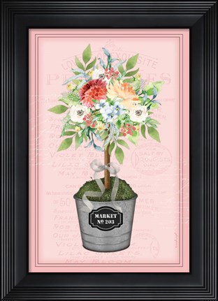 Framed Floral Topiary - Pink Print