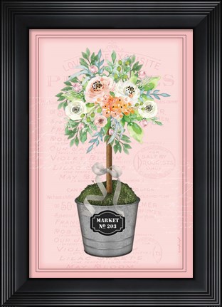 Framed Floral Topiary II - Pink Print