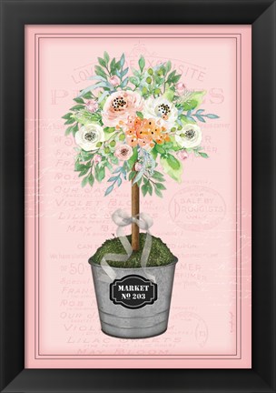 Framed Floral Topiary II - Pink Print