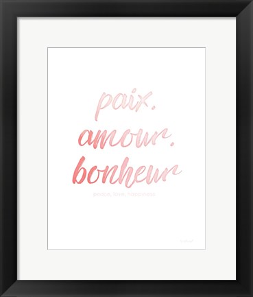 Framed Paix Amour Bonheur Print