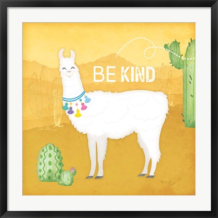 Framed Be Kind Llama Print
