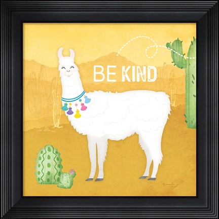 Framed Be Kind Llama Print