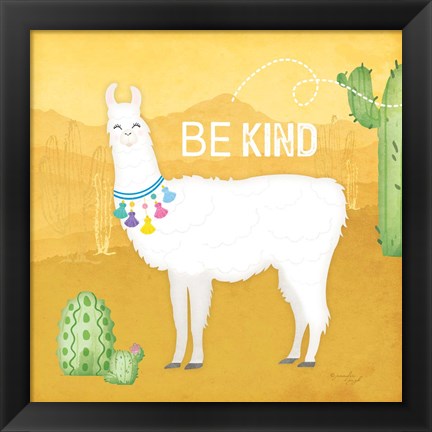 Framed Be Kind Llama Print