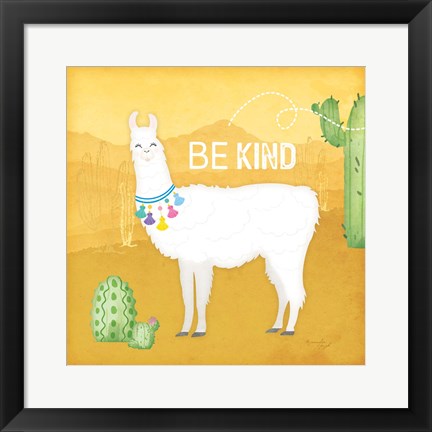 Framed Be Kind Llama Print