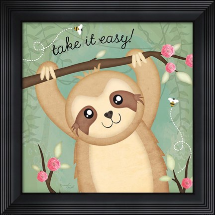 Framed Take It Easy Sloth Print