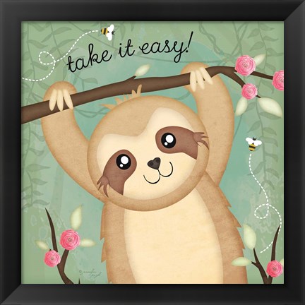 Framed Take It Easy Sloth Print