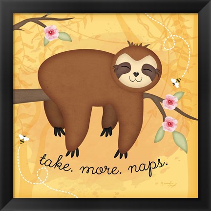 Framed Take More Naps Sloth Print