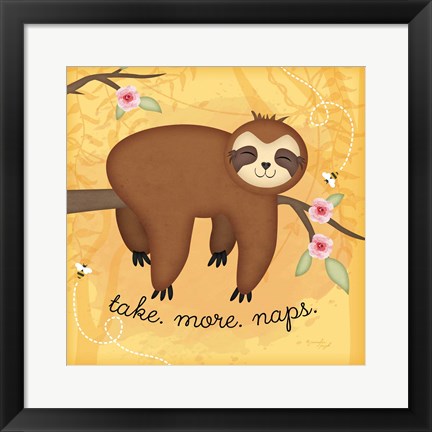 Framed Take More Naps Sloth Print