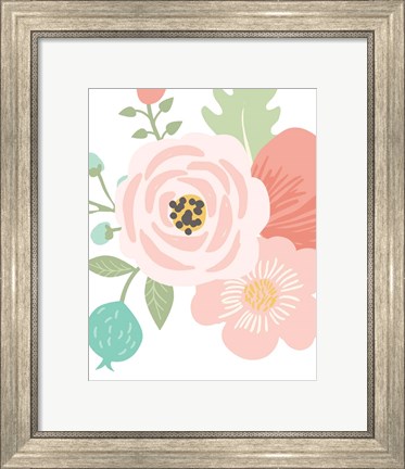 Framed Pastel Floral Bouquet I Print
