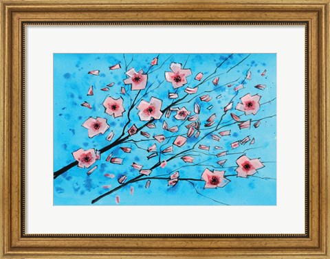 Framed Pink Flowers II Print