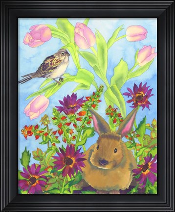 Framed Bunny and Sparrow Print