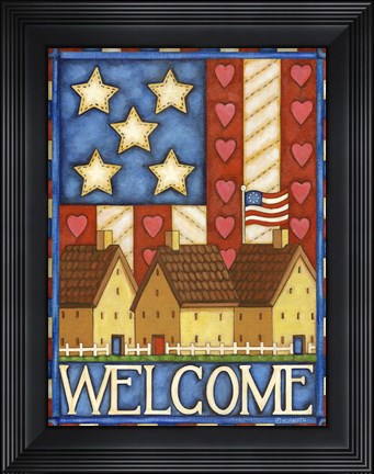 Framed American Welcome Cottage Print