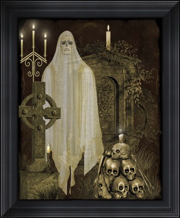 Framed Halloween Graveyard - F Print