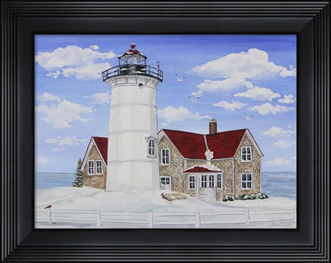 Framed Winter Lighthouse B Print