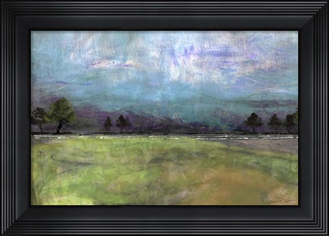 Framed Abstract Aqua Sky Landscape Print