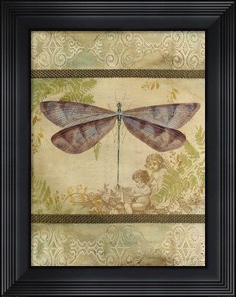 Framed Dragonfly Among The Ferns - A Print