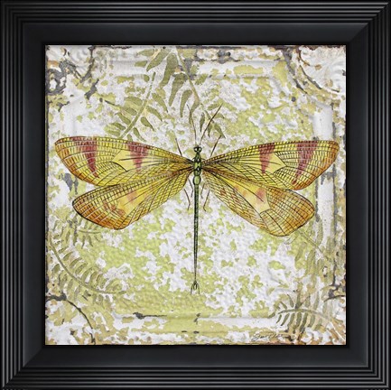 Framed Dragonfly On Tin Tile Print