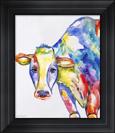 Framed Colorful Cow A Print