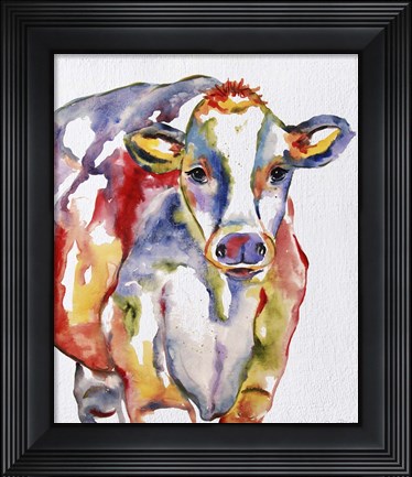 Framed Colorful Cow B Print