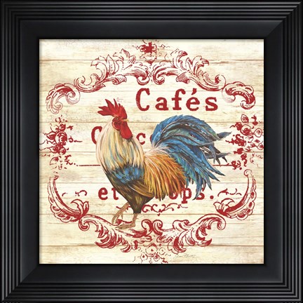 Framed Cafe Rooster On White Print