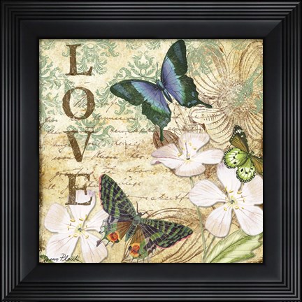 Framed Inspirational Butterflies - Love Print