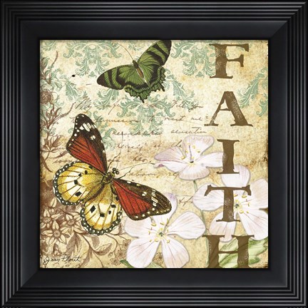 Framed Inspirational Butterflies - Faith Print
