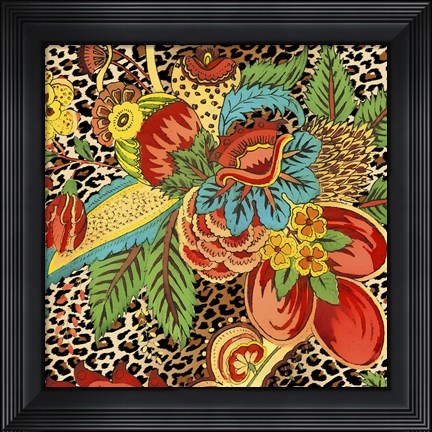 Framed Floral Leopard 1 Print