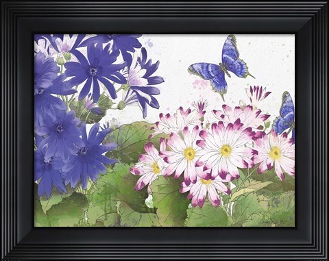 Framed Florals And Butterflies Print