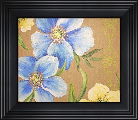 Framed Spring Florals On Burlap - B Print