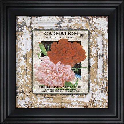 Framed Tin Tile - Carnation Print