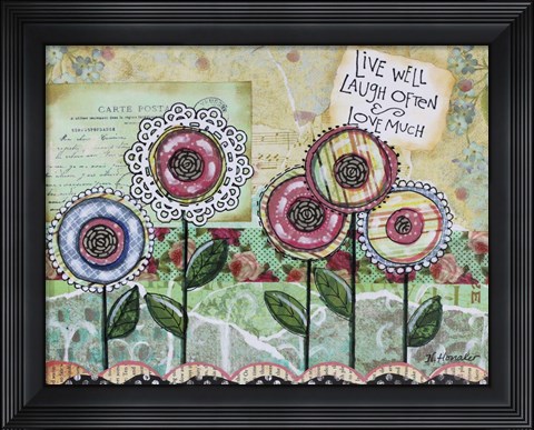 Framed Live Well Flowers Print