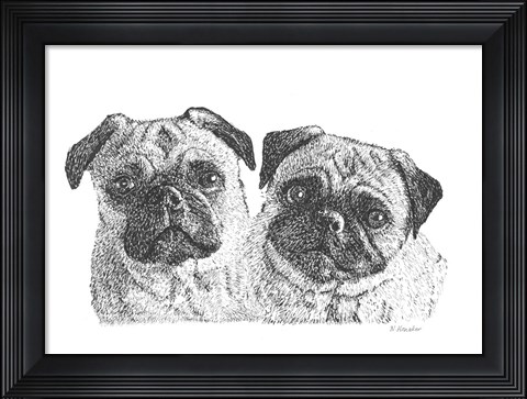 Framed Pugs Print