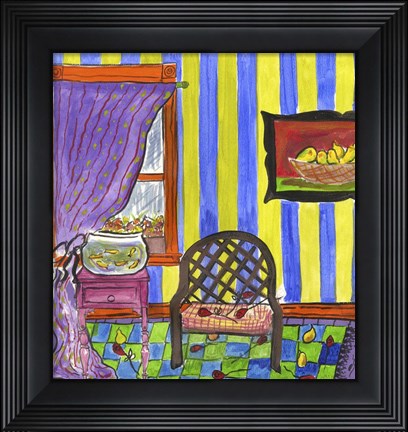 Framed Chair and Roses Print
