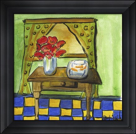 Framed Flowers and Fishbowl Print