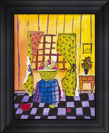 Framed Green Paisley Curtains Print