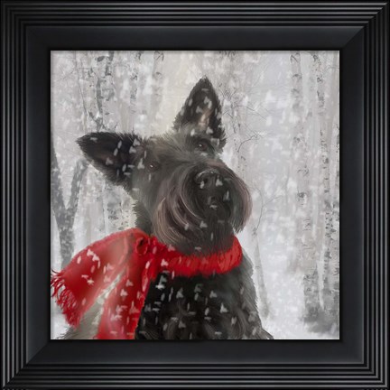 Framed Scotty Dog Red Scarf Print
