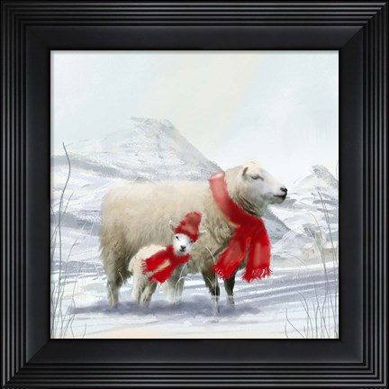 Framed Sheep Red Scarf Print