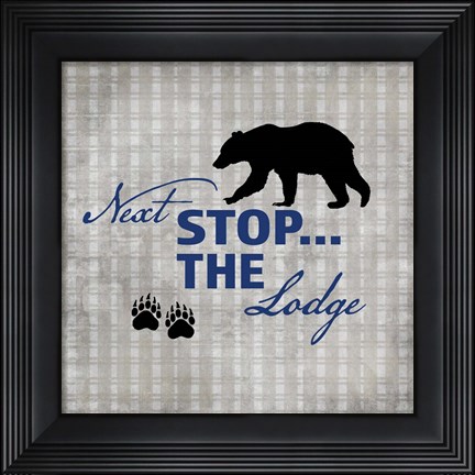 Framed Blue Bear Lodge Sign 2 Print