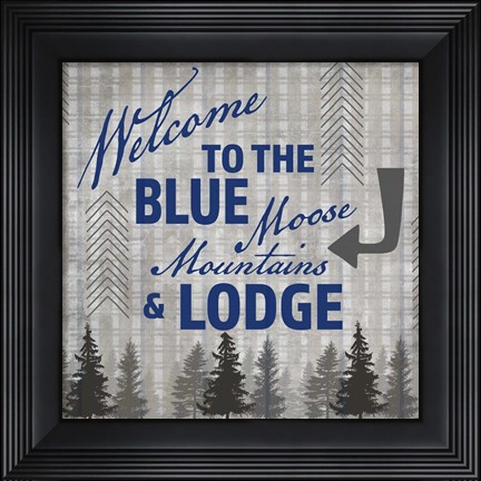 Framed Blue Bear Lodge Sign 3 Print