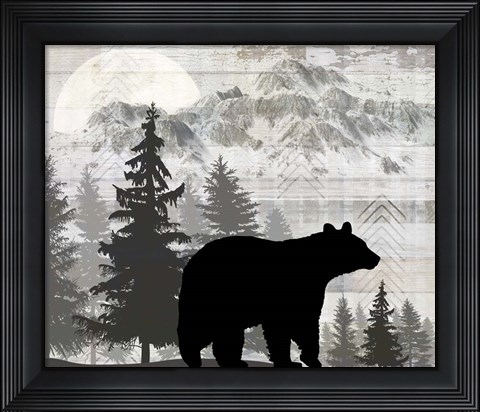 Framed Blue Bear Lodge Sign 12 Print