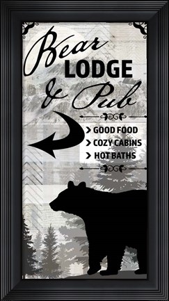 Framed Blue Bear Lodge Sign 19 Print