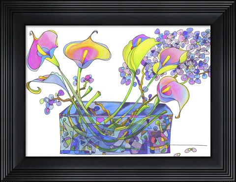 Framed Calla Lilly And Hydrangea Hallucination Print