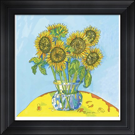 Framed Sunflowers For Matisse Print