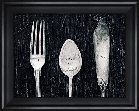 Framed Antique Knife Fork and Spoon Print
