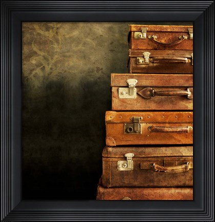 Framed Antique Luggage Suitcases Print