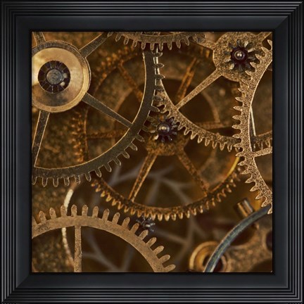 Framed Copper Cogs Close up 2 Print