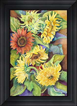 Framed Variety of Sunflowers Print