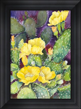 Framed Cactus with Yellow Blooms Print