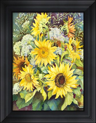 Framed Sunflowers with Wild Flowers Print